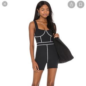 WeWoreWhat Black Corset Workout Bodysuit.